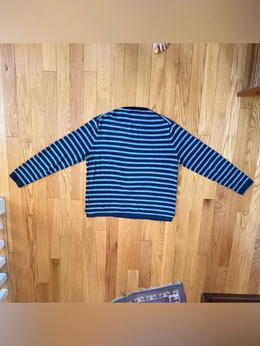 J. Crew 100% Cotton Navy and Light Blue Striped Crewneck Sweater Men’s L